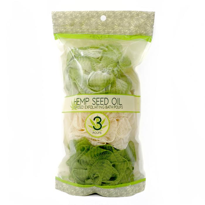 Hemp Seed Oil Infused Bath Poufs (pk of 3)
